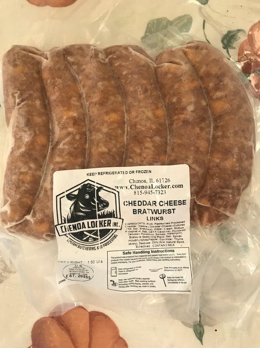 Pork cheddar cheese brats SOLD OUT